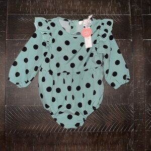 Baileys Blossoms polkadot blouse onesie